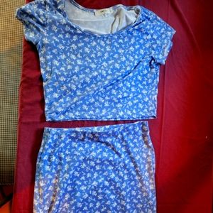 Wild Love crop top & skirt 2-piece blue outfit